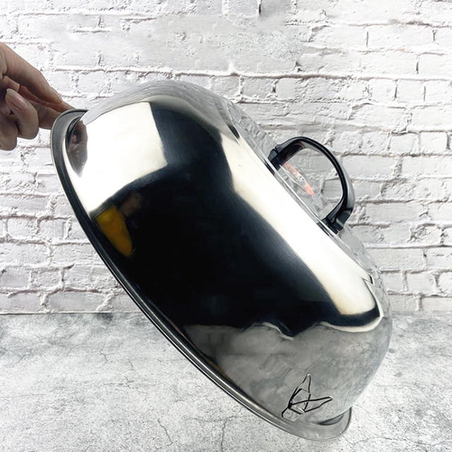 Cooking Pot Cover, Stainless Steel Steaming Lid, Frying Soup Steam Triangular Pan, Convenient Handle, for Home Cooking, Multifunctional Circular