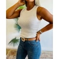 thumbnail image 5 of CHICME Rhinestone Tank Tops For Women Solid Color Ribbed Crew Neck Sleeveless Basic Vest Slim Fit Party Y2K Womens Sparkly Top White-M, 5 of 9