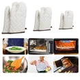 thumbnail image 3 of 1 Pair Thick Breathable Cotton Insulated Gloves Anti-scalding Rhomboid Stitching Heat Insulation Loop Design Microwave Oven Mitts for Bakery, 3 of 8