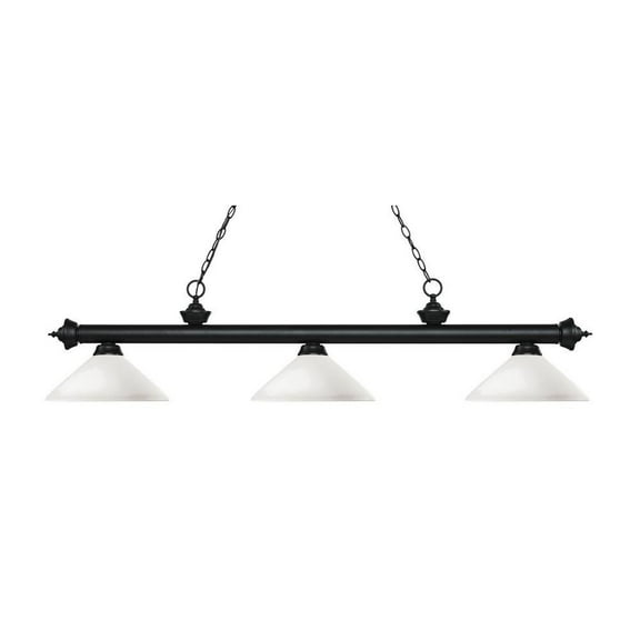 -3 Light Island/Billiard in Billiard Style-13.75 inches Wide By 13 inches High-Matte Black Finish-Matte Opal Glass Color Bailey Street Home