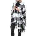 thumbnail image 2 of Poncho tipo capa abierto con frente cálido para mujer, chales con bloques de color, cárdigan de invierno, ponchos estampados para mujer, 2 of 5