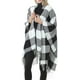thumbnail image 2 of Poncho tipo capa abierto con frente cálido para mujer, chales con bloques de color, cárdigan de invierno, ponchos estampados para mujer, 2 of 5