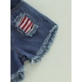thumbnail image 7 of Bagilaanoe 4th of July Clothes for Toddler Baby Girls Fly Sleeve Letter Print T-Shirts Tops + Ripped DenimShorts 1T 2T 3T 4T 5T 6T Kids Independence Day Outfits 2pcs Short Pants Set, 7 of 7
