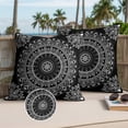 thumbnail image 3 of Black Boho Outdoor Pillow Covers 20x20 Set of 2,Waterproof Patio Throw Pillowcase Protectors,Retro Farmhouse Neutral Abstract Geometric Decorative Pillow Shams Cushion Covers for Seat Bed Couch Sofa, 3 of 8