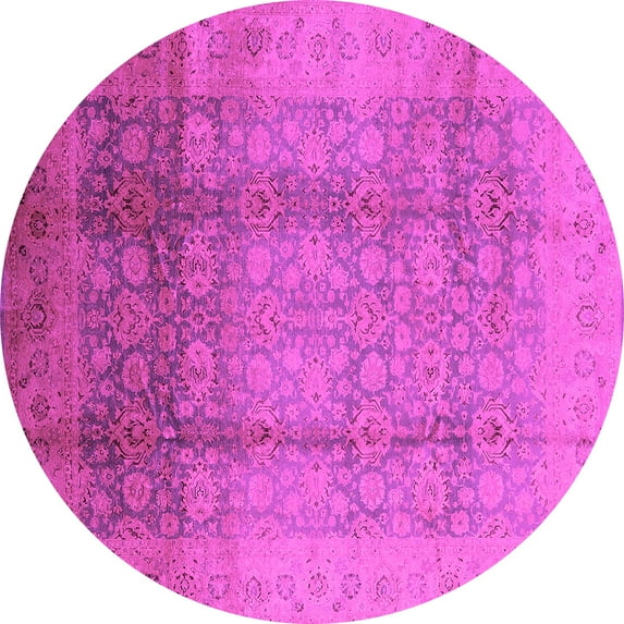 Ahgly Company Indoor Round Oriental Pink Industrial Area Rugs, 3' Round