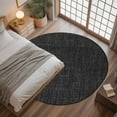thumbnail image 3 of Black 3.3ft Round Rug, Farmhouse Burlap Solid Black Color Modern Linen Texture Non-Skid Rubber Backing Large Area Rugs - Living Room Bedroom Home Office, Indoor Floor Mat Carpets Washable Rug, 3 of 9