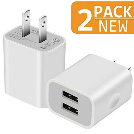 USB Charger, 5V Dual 2-Port 2.1 Amp Wall Charger USB Plug Charger Wall Plug Power Adapter Fast Charging Cube Compatible with Apple iPhone, iPad, Samsung Galaxy, Note, HTC, LG & More (White) (Best White Noise App For Ipad)