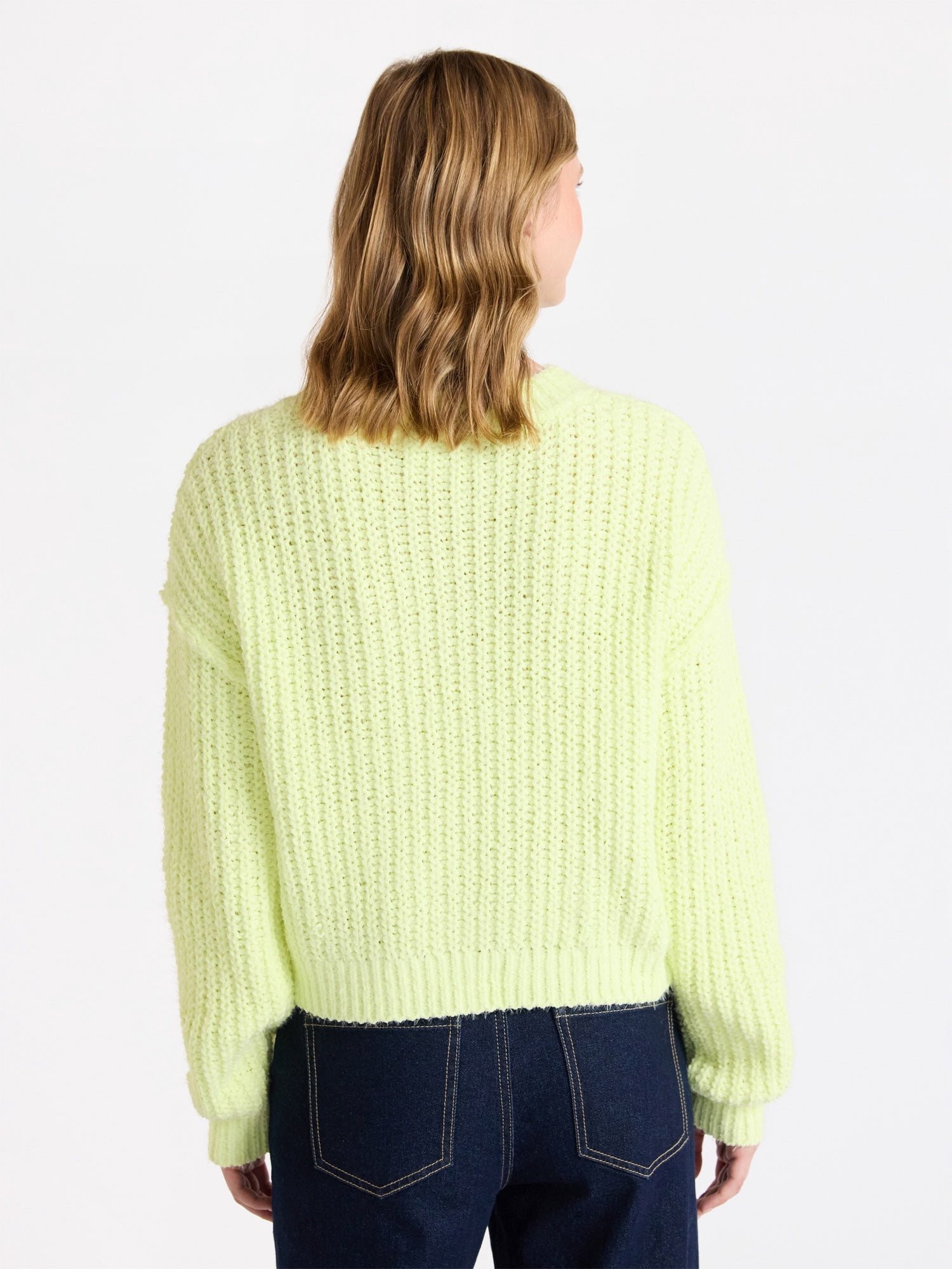 No Boundaries Cable Knit Sweater, Midweight, Women's