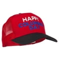 thumbnail image 5 of Happy Columbus Day Embroidered Mesh Cap - Black Red OSFM, 5 of 5