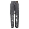 thumbnail image 6 of Jeans for Women 2025 Hollow Out Lace Patchwork High Waisted Wide Leg Denim Jean Pants Womens Jeans Trousers, 6 of 8