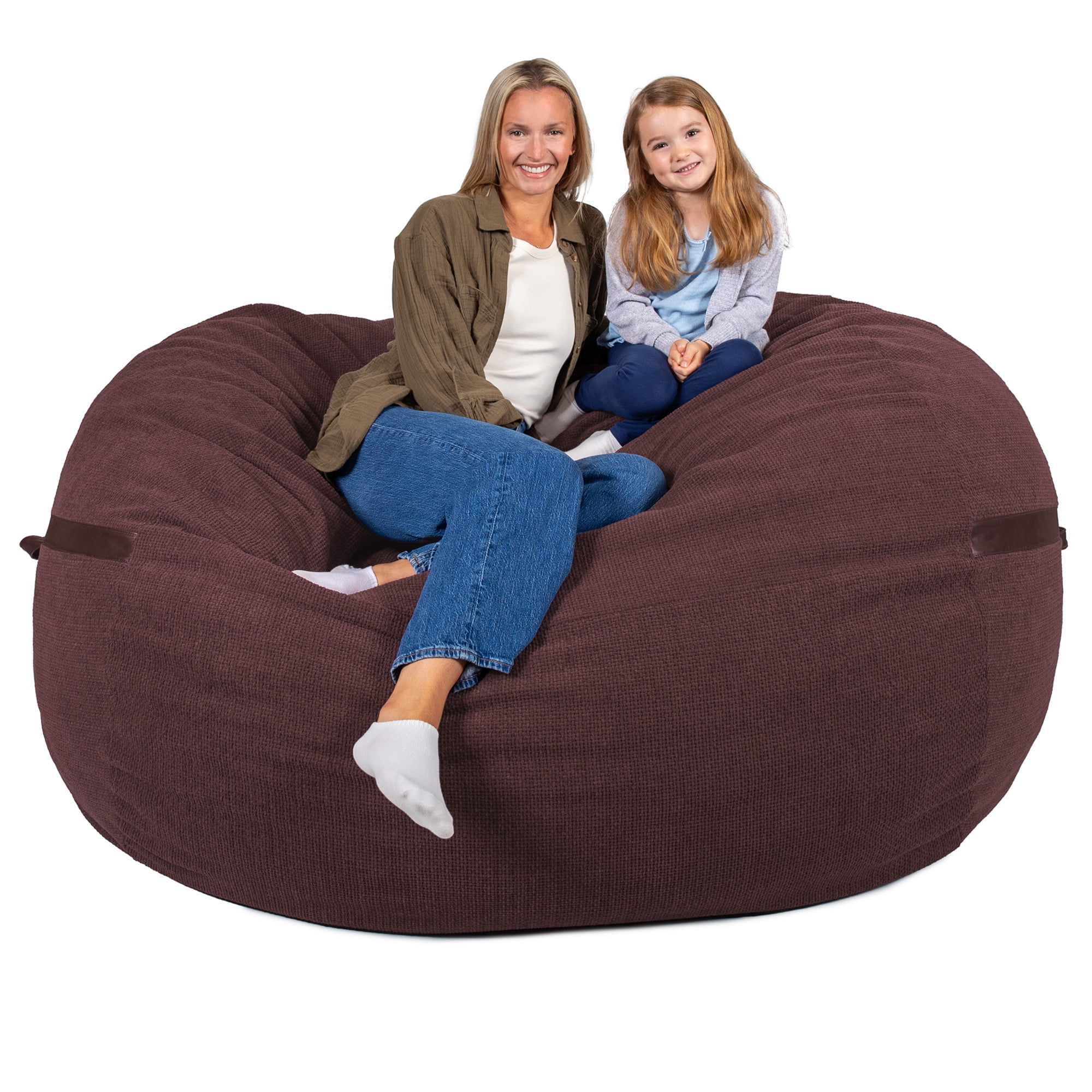 Big Joe Fuf 8Ft Giant Foam Bean Bag Chair, Oversized Couch with Removable Cover for Kids, Teens, Adults, Merlot Cloudweave, 8 Foot