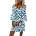 thumbnail image 2 of SMihono Robe d'Été Bohème pour Femmes Grande Taille Mode Robe d'Été Décontractée à Col en V Manches Courtes Imprimée Mini Robe, 2 of 6