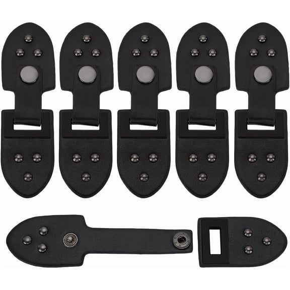 6 Pairs Metal Leather Cape Cloak Clasp Black PU Leather Buckles with Alloy Sew on Purse Locks Sew on Toggle Buckles Fasteners Cardigan Clips for Clothing Sewing Black DIY