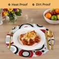 thumbnail image 4 of Red Grey Abstract Round 15 Inch Placemats Set of 6, Modern Geometric Polka Dot HeatResistant Non Slip Place Mats for Dining Table, Wipeable Braided Kitchen Table Mats for Housewarming, 4 of 9