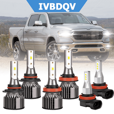 For Ram 1500 2500 3500 2019-2021 LED Headlights Combo 9005 High H11 Low Beam   H11 Fog Light Bulbs Kit 6Pcs 6000K White