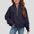 thumbnail image 5 of TOWED22 Girls Half Zip Up Sweatshirt Long Sleeve Cropped Pullover Sweatshirt Fall Cute Clothes for Girls Fashion Winter Sweatshirts,E, 5 of 7