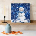thumbnail image 3 of Ships Next Day Canvas Wall Art 8"x8",Navy Blue Christmas Wood Framed Canvas Print Painting,Snowman Xmas Snowflake Ball Winter Ready to Hang Small Picture Wall Decor for Home Bathroom Nursery Kitchen, 3 of 9