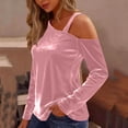 thumbnail image 4 of Velvet Tops for Womens Trendy Elegant Long Sleeve Off Shoulder Shirts 2026 New Years Holiday Party Wedding Outfits, 4 of 8