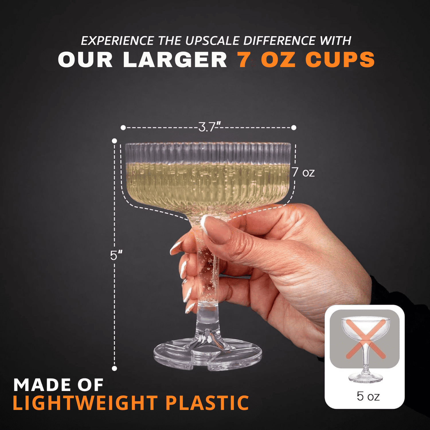 Ksestor 7oz Acrylic Champagne Tower Glasses Set of 20 for Wedding and Party