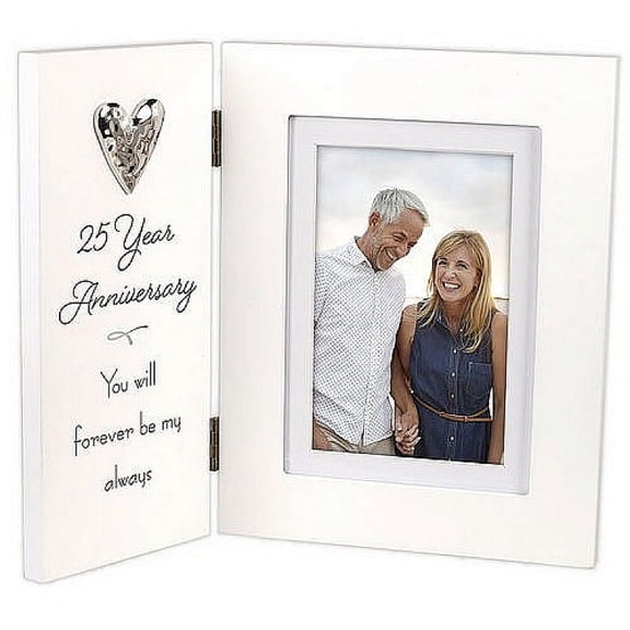 25th Anniversary matted 5x7 4x6 Hinged Keepsake frame - 4x6
