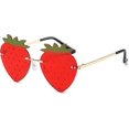 thumbnail image 1 of Cute Strawberry Shape Sunglasses for Women Girls(Gold Frame,Red Lens), 1 of 4