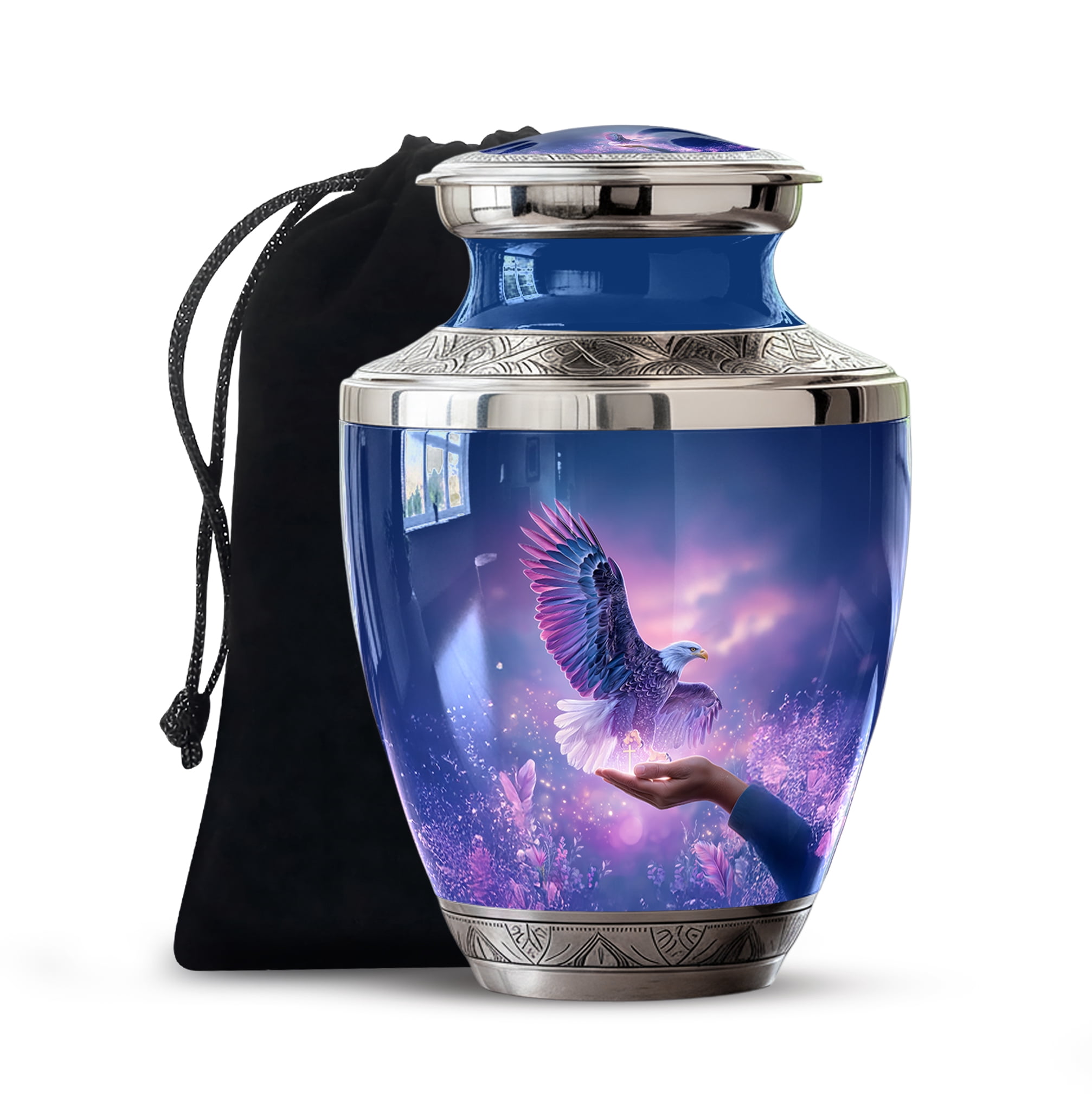 Eagle Urn for Human Ashes Adult Female - Large Cremation Urns for Men - Purple Urn for Ashes for Women - Memorial Ash Container Decorative Eagle Urn ( Size:- 10 Inch 1Pc )