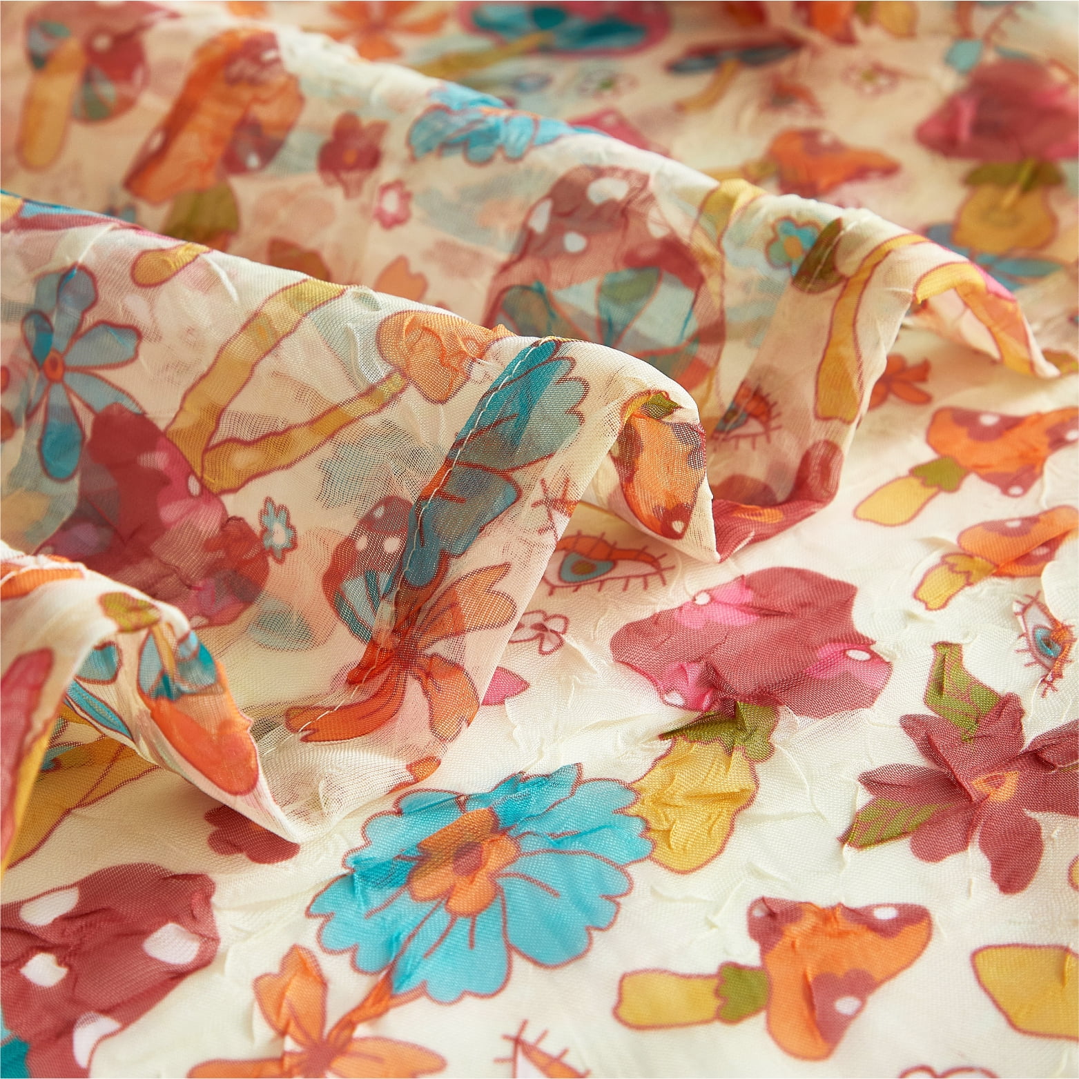 Urban Shop 38" x 84" Sheer Single Curtain Panel, Mushroom Print