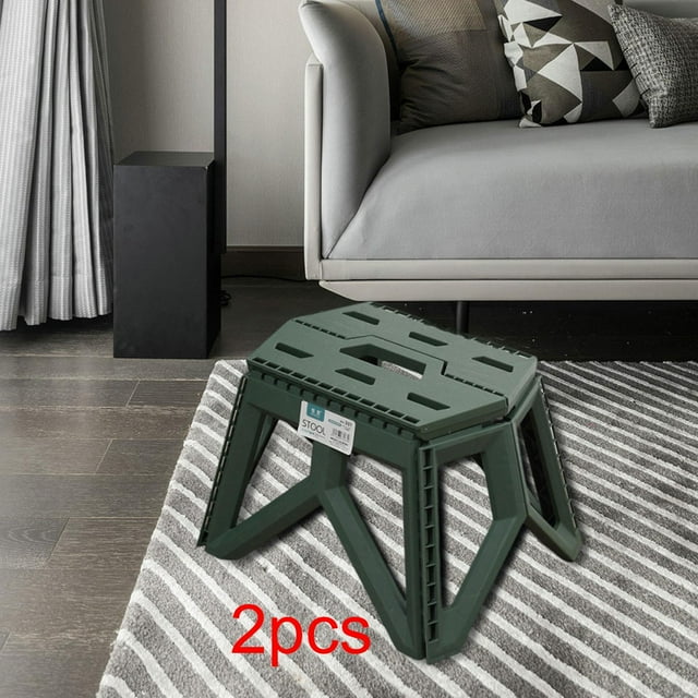 Colaxi 2 Pcs Tabourets Pliants Tabouret de Camping pour Extérieur Intérieur Randonnée Pêche Vert