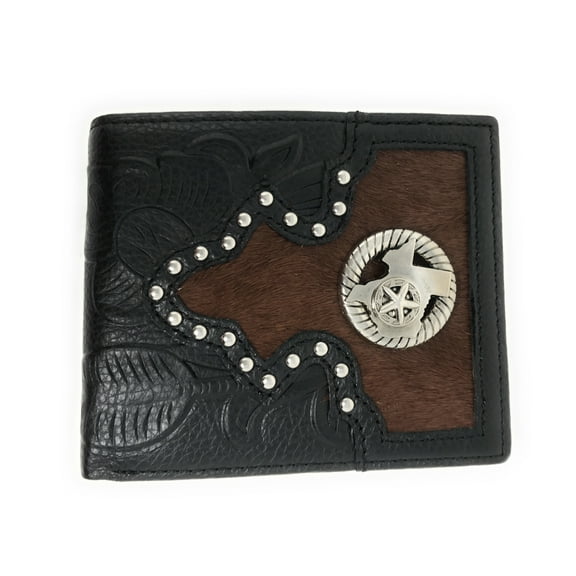Texas Western Genuine Leather Cowhide Texas State Map Adult Men's Bifold Short Wallet