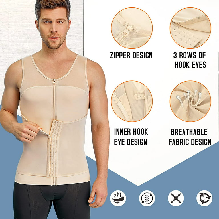 Gotoly Men Tummy Control Shapewear Tank Top Body Shaper Compression  Shirts(Beige Medium)