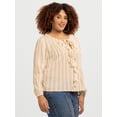 thumbnail image 5 of Jessica Simpson Women's Plus Hilaria Cotton Ruffle Top with Long Sleeves, Sizes 0X-4X, 5 of 7