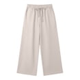 thumbnail image 6 of LIIPEE Casual Pants For Girls Solid Color Drawstring Waist Baggy Wide Leg Pants Kids Lightweight Breathable Soft Everyday Trousers,5-6 Years, 6 of 7