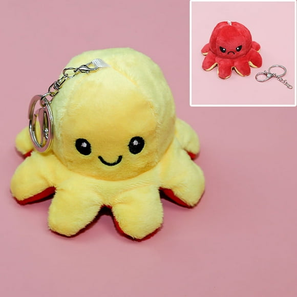Gprince Pendentif en Peluche Pieuvre Réversible, Expression Double Face, Porte-Clés Pieuvre à Retourner, Jouet Poupée
