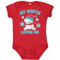 thumbnail image 3 of Inktastic Polar Bear My Auntie Loves Me in Santa Hat with Snowflakes Boys or Girls Baby Bodysuit, 3 of 5