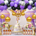 thumbnail image 4 of Black and Purple Balloons - 130pcs Black and Purple Balloon Arch Kit with Metallic Silver Balloons, Purple and Black Balloon Garland Kit for Birthday Party Wedding Baby Shower Graduations Festival, 4 of 6