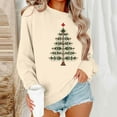 thumbnail image 2 of Aboser Christmas Sweatshirts for Women Merry Christmas Tree Graphic Shirts Loose Long Sleeve Xmas Vacation Pullover Christian Tops Khaki XL, 2 of 7