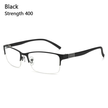 Men Eye Protection Portable Vision Care Myopia Glasses Ultra Light Frame Business Eyeglasses Reading Glasses BLACK STRENGTH 400