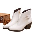 thumbnail image 6 of EKVAHL Women's Pointed Toe Ankle Boots, Chunky Mid Heel Zip Booties, Short Boots for Office Fall Occasions White, 6 of 6