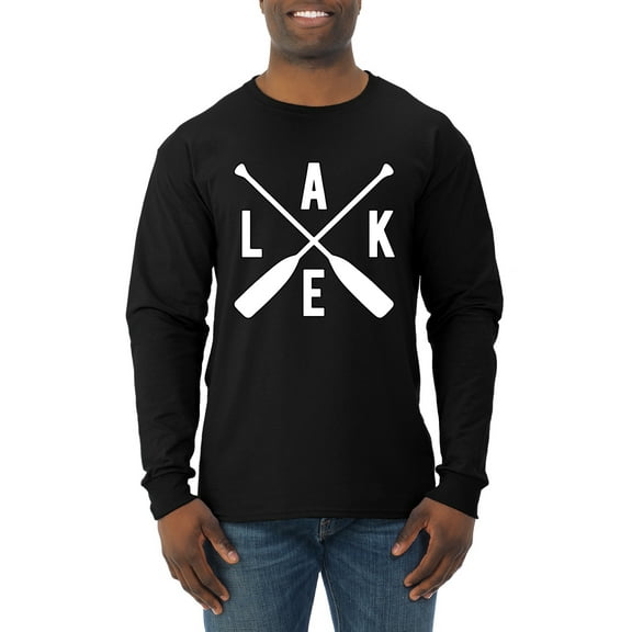 Wild Bobby, Lake Cross Paddles, Men Long Sleeve Shirt, Black, Small