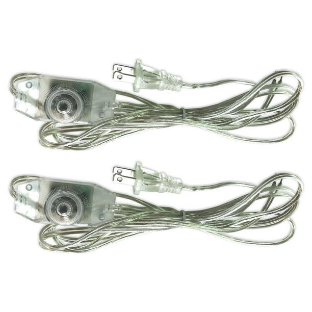 Royal Designs 8 Foot Long Silver Colored Inline Rotary Dimmer Replacement Lamp Cord Spt 1 With Molded Plug Set Of 2