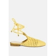 thumbnail image 2 of BARTSI Yellow Handwoven Tie Up Flat Mules, 2 of 6