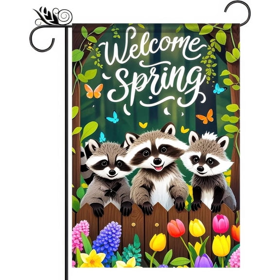 Welcome Spring Garden Flag 12x18 Double Sided Sunflower Daisy Hummingbird Seasonal Yard Flag for Outside Outdoor Decor Farmhouse Holiday Spring Summer Decorations