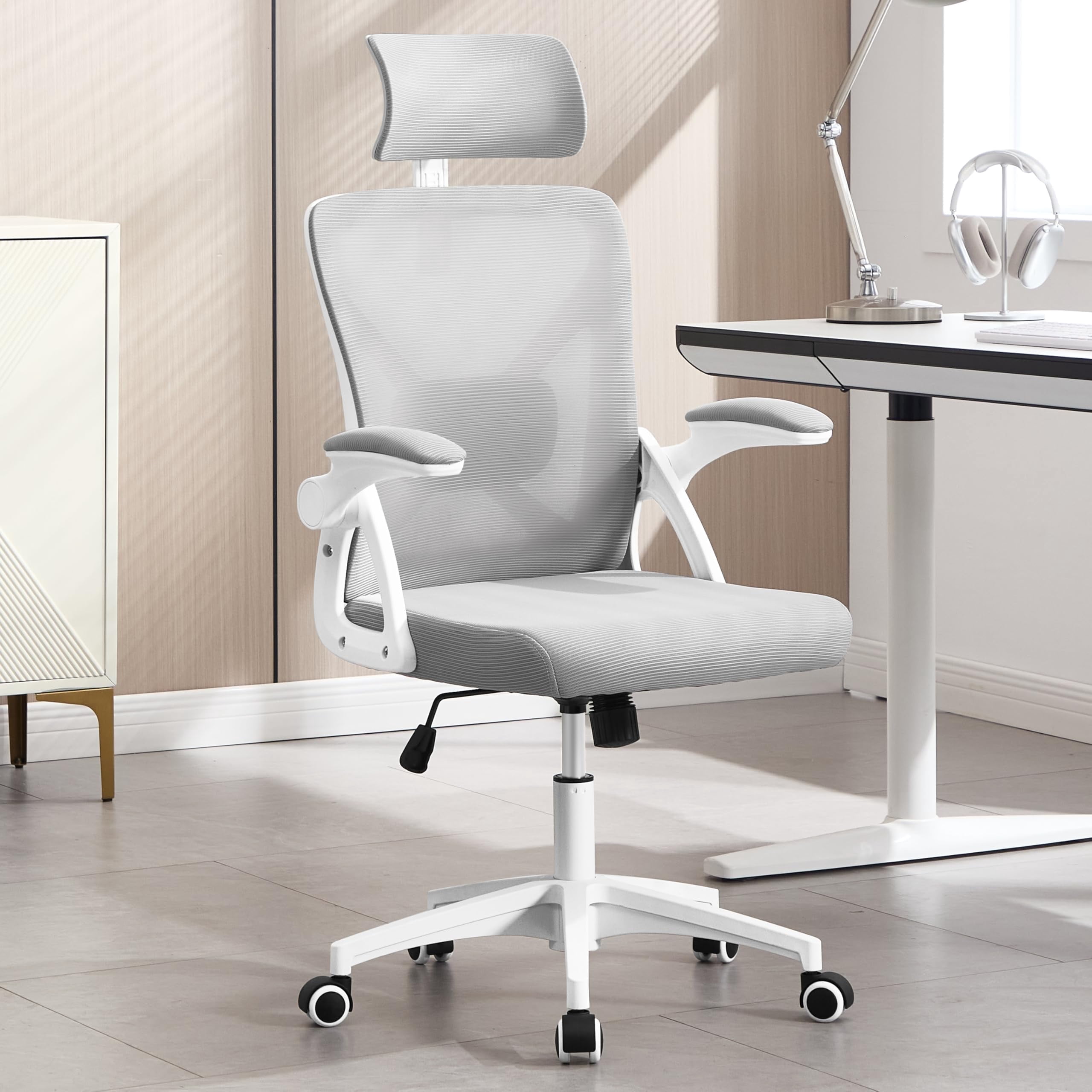 Nexthro Office Chair,Ergonomic Desk Chair with Adjustable Lumbar Support,400 Lbs Mesh Computer Chair High Back with Headrest for Home Office (Grey)