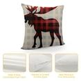 thumbnail image 4 of Shangniulu Animal Moose Red and Black Chess Plaid Scottish Buffalo Short Plush Square Throw Waist Pillow Case Decorative Cushion Cover Pillowcase Sofa, 4 of 5