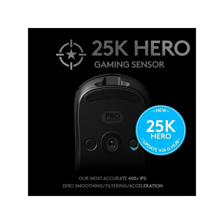 Logitech G PRO Wireless Gaming Mouse, HERO 25K Sensor, LIGHTSPEED