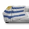 thumbnail image 3 of Uruguay Soft Flannel Fleece Throw Blanket, Childish Drawn Look National Flag with Brush Painting Print, Cozy Plush for Indoor and Outdoor Use, 50" x 70", Cobalt Blue Earth Yellow, by Ambesonne, 3 of 6