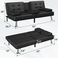 thumbnail image 4 of Homall Canapé-Lit Futon en Similicuir Canapé Moderne Convertible Inclinable Pliant avec 2 Porte-Gobelets, Noir, 4 of 7