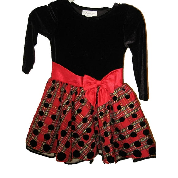 Bonnie Jean Red and Black Velvet Dress Size 2t