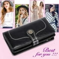 thumbnail image 4 of Monedero de cuero espacioso con múltiples bolsillos y ranura para teléfono para mujer, 4 of 6