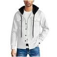 thumbnail image 4 of GuangCheng George Mens Hooded Shirt Jackets,Textured,Button Up,Outerwear Coats with Chest Pockets and Drawstring Hood,White,XL, 4 of 9